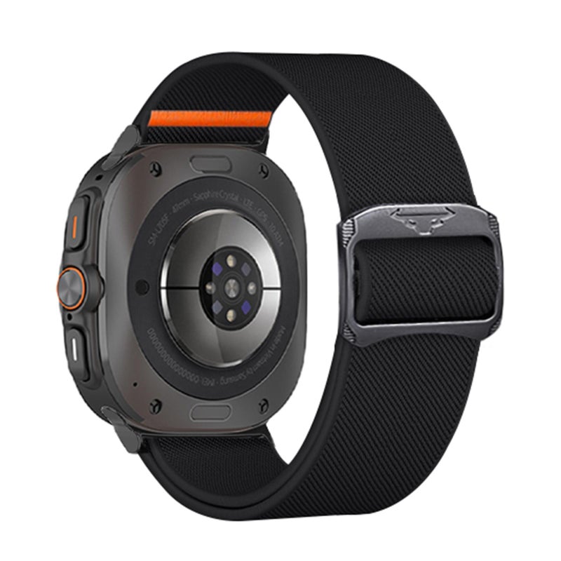 إيروريكس سوار ساعة سامسونج جالاكسي الترا 47 مم / الترا 2025 من النايلون المرن (أسود) - Image 2