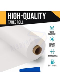 AlsayedP 60 Pcs White Sufra Roll Plastic Table Cover Roll 110 x 100cm Disposable Table Cloth for Picnic, Party, Banquet, Birthdays, Weddings (White 60pcs)  - Image 4