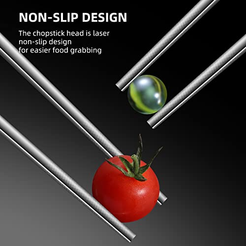 AnSaw Silver Swan Base Holder With 5 Pairs 304 Stainless Steel Chopsticks Reusable Metal Square Chopsticks Anti-slip And Anti-scalding Chopsticks 18/8 - Image 4
