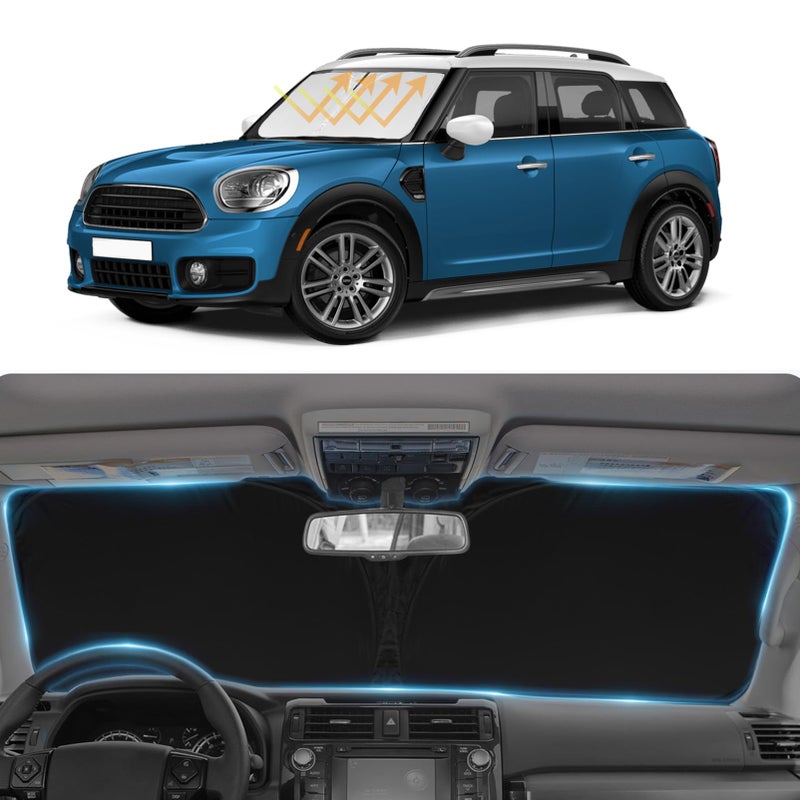 SLOGENTO Sun Shade for 20172024 2025 Mini Countryman Cooper F60 SUV Windshield Sunshade Accessories 2Layer Car Sun Shield Sun Visor Window Shade Blocks UV Rays Car Accessories