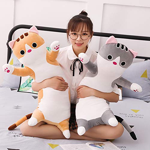 Jensquaify Cat Plush Hugging Pillow, Kitten Cat Stuffed Animals Long Pillow Toy Soft Plush Body Pillow (Brown, 26.8") - Image 4