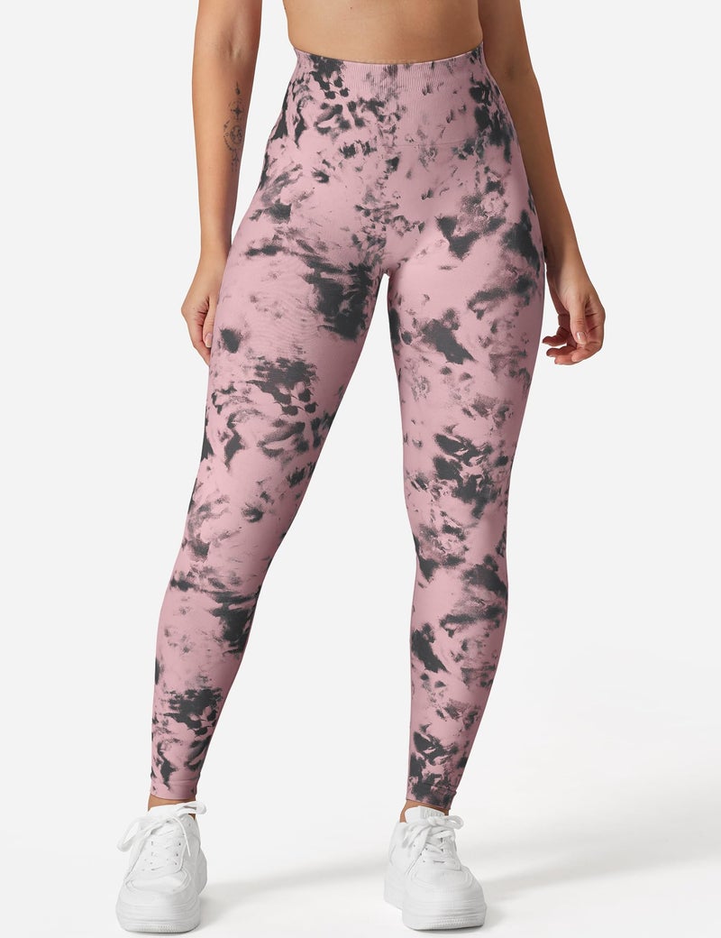 YEOREO Workout Leggings for Women Dazzle Scrunch Butt Lifting Leggings Seamless Screen Print Gym Yoga Pants Pink XL - Image 2