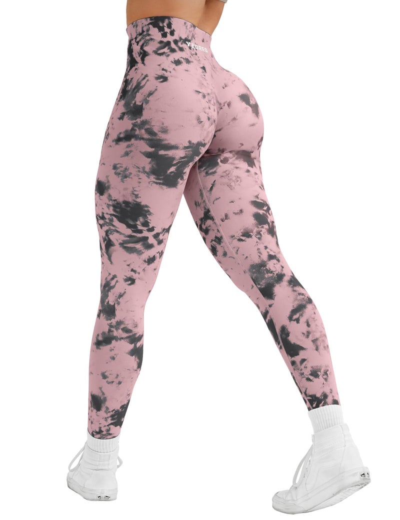 YEOREO Workout Leggings for Women Dazzle Scrunch Butt Lifting Leggings Seamless Screen Print Gym Yoga Pants Pink XL - Image 1