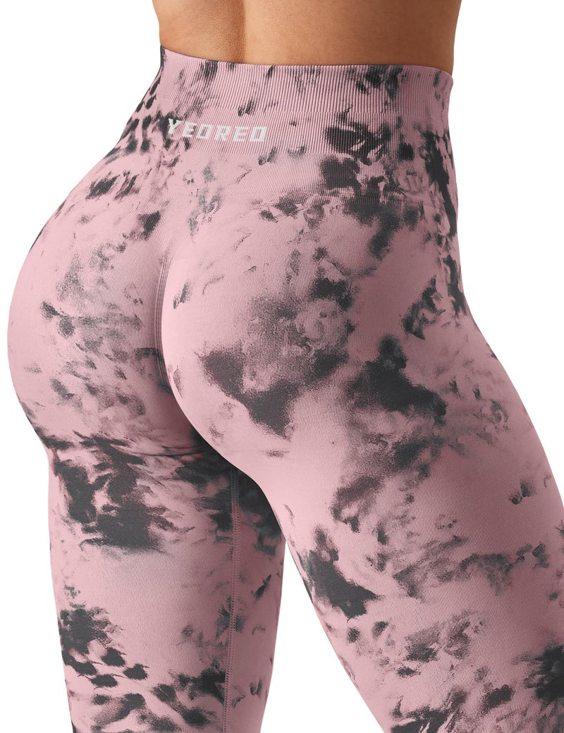 YEOREO Workout Leggings for Women Dazzle Scrunch Butt Lifting Leggings Seamless Screen Print Gym Yoga Pants Pink XL - Image 3