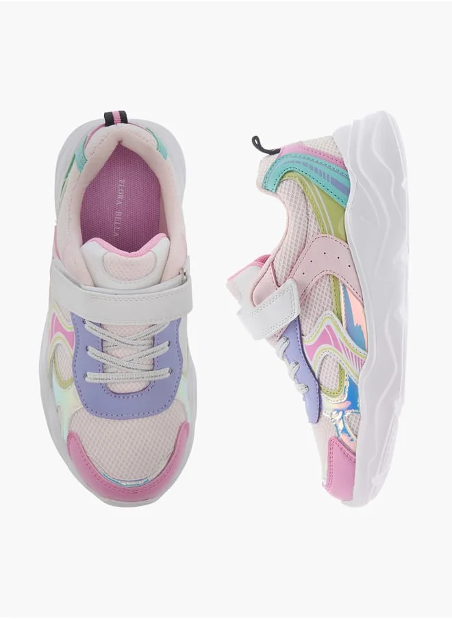 فلورا بيلا من شو إكسبرس Girls Panelled Sneakers with Hook and Loop Closure