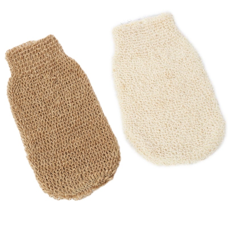 Bath Rubbing Gloves 22x11cm Natural Jute & Ramie Material - Gentle Exfoliation Dead Skin Removal Bath Foaming Towels for Home Bath Shower Use - Image 1
