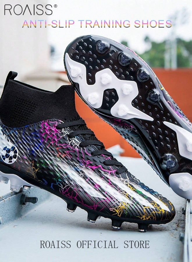 roaiss Long Spike High Top Football Shoes for Men Professional Training Anti-Slip Wear-Resistant Soccer Cleats Teens Lightweight Comfortable Breathable Odorless Sports Spikes with Rubber Sole - Image 4
