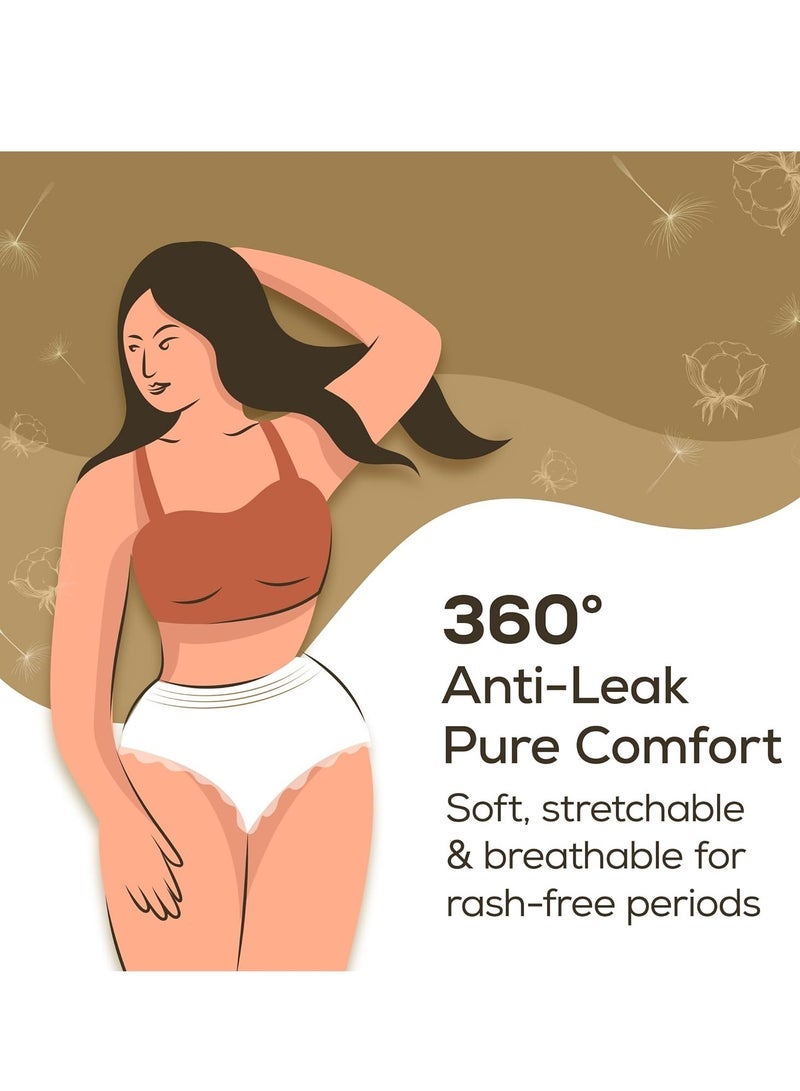 عشية أي وقت مضى ايفريف سروال داخلي من القطن العضوي للبنات والنساء ، (S-M) ، 10 قطع ، تغطية ليلية 360 درجة ، راحة طبيعية 100٪ ، امتصاص عالي للتدفق الثقيل ، لباس داخلي بعد الولادة يمكن التخلص منه - Image 3