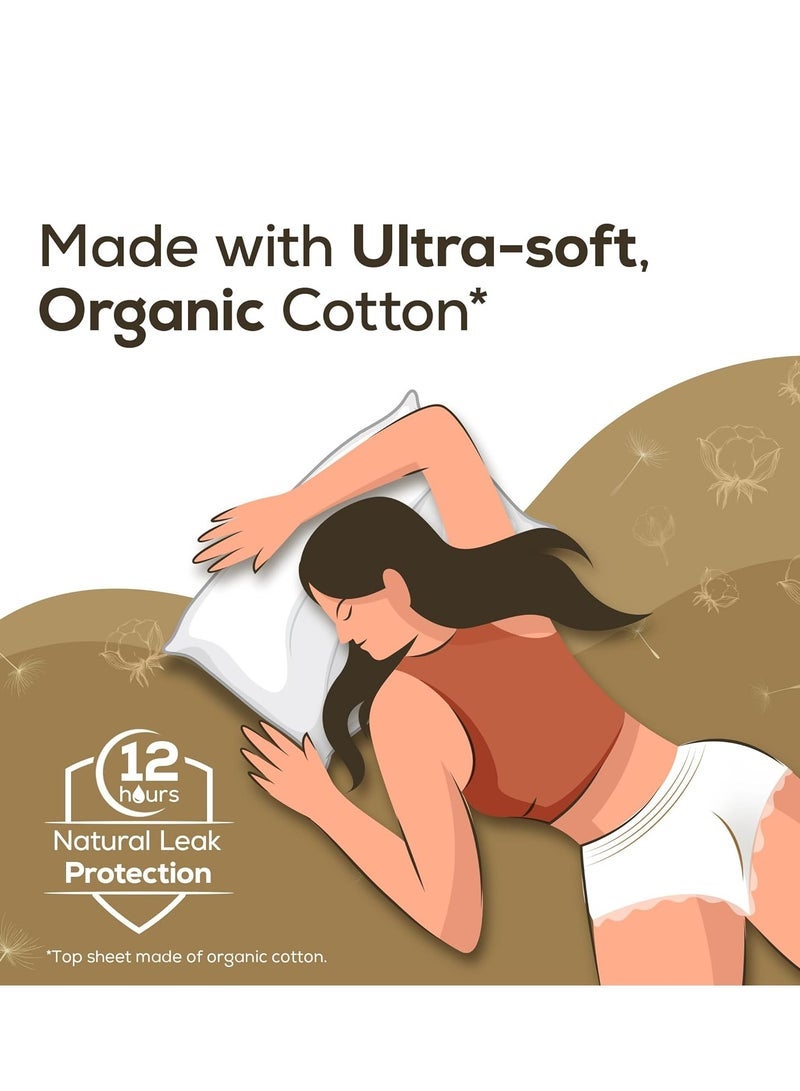 عشية أي وقت مضى ايفريف سروال داخلي من القطن العضوي للبنات والنساء ، (S-M) ، 10 قطع ، تغطية ليلية 360 درجة ، راحة طبيعية 100٪ ، امتصاص عالي للتدفق الثقيل ، لباس داخلي بعد الولادة يمكن التخلص منه - Image 4