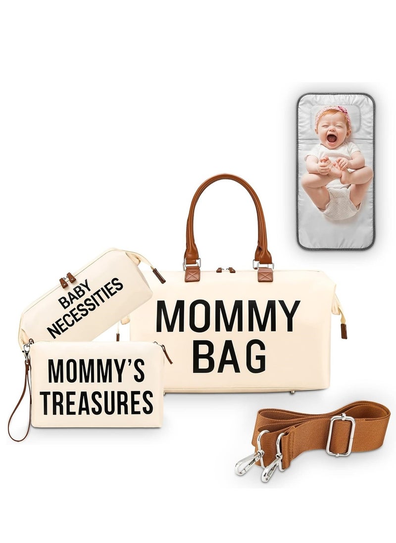 MIXDE Diaper Bag Tote with 3 Organizers Multifunctional Large Mommy Bag for Hospital & Baby Diaper Travel Bag for Baby Care 