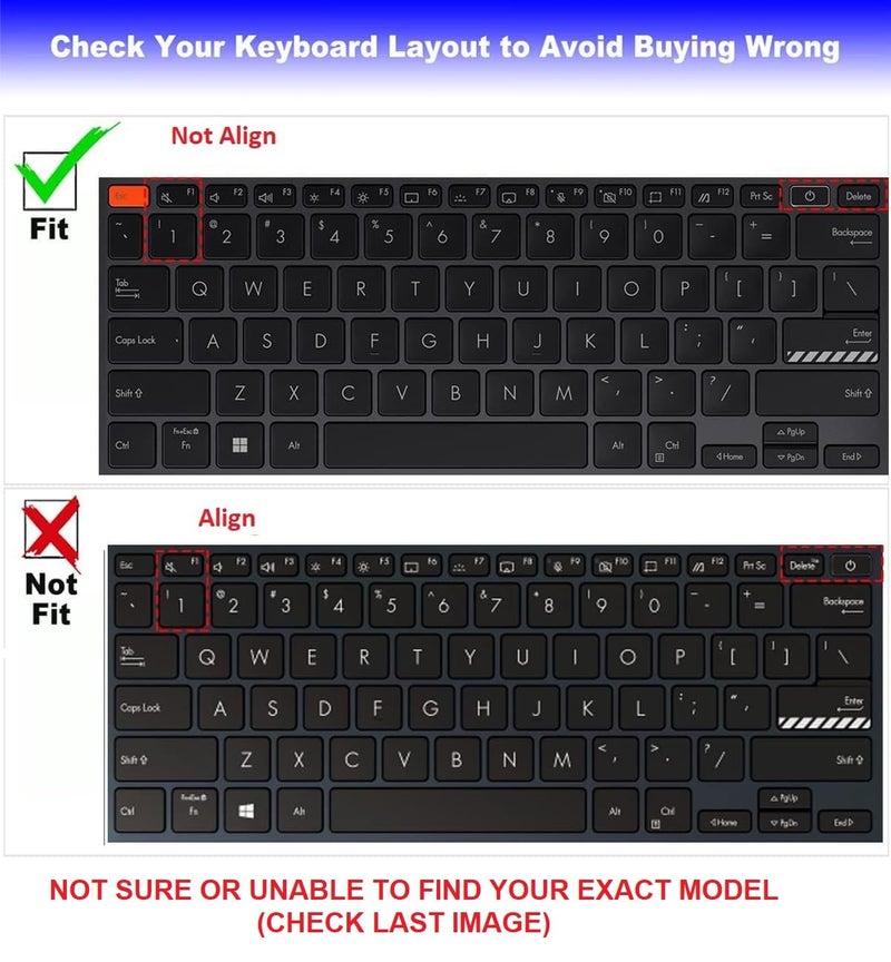 Saco Laptop Keyboard Cover Skin for 2022 OLED ASUS Vivobook 14 X1405ZA, Vivobook S14 Flip TN3402QA/ S3402ZA, Zenbook 14 UX3402ZA 14 Inch Laptop(Not Fit for ASUS Vivobook S14 S3407/M3407/M1407/X1407) - Image 2