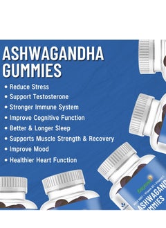 Daynee Ashwagandha Gummies Reduce Stress Support Sleep Muscle Strength Vitamin D/C Vegan Gummy 60pcs  - Image 2