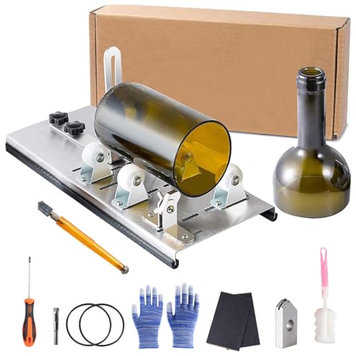 Serplex® 12Pcs Glass Bottle Cutter Tool Kit Wine Glass Bottle Cutter Device Kit Glass Cutting Tool Kit for DIY Craft Stainless Steel Glass Bottle Cutter Universal Glass Bottle Cutter - Image 1
