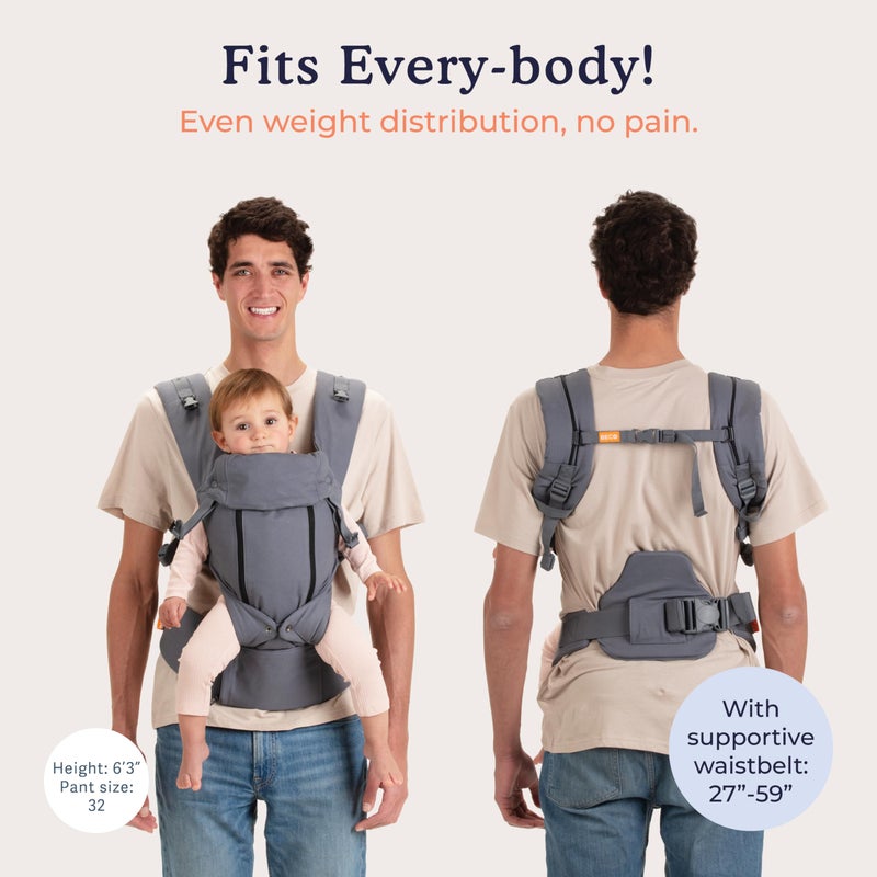 Beco 8 Baby Carrier from Newborn to Toddler (7-45lbs) - All in 1 Hybrid Front, Hip and Backpack Style Carrier with Breathable, Cooling Mesh - Dark Grey - Image 5