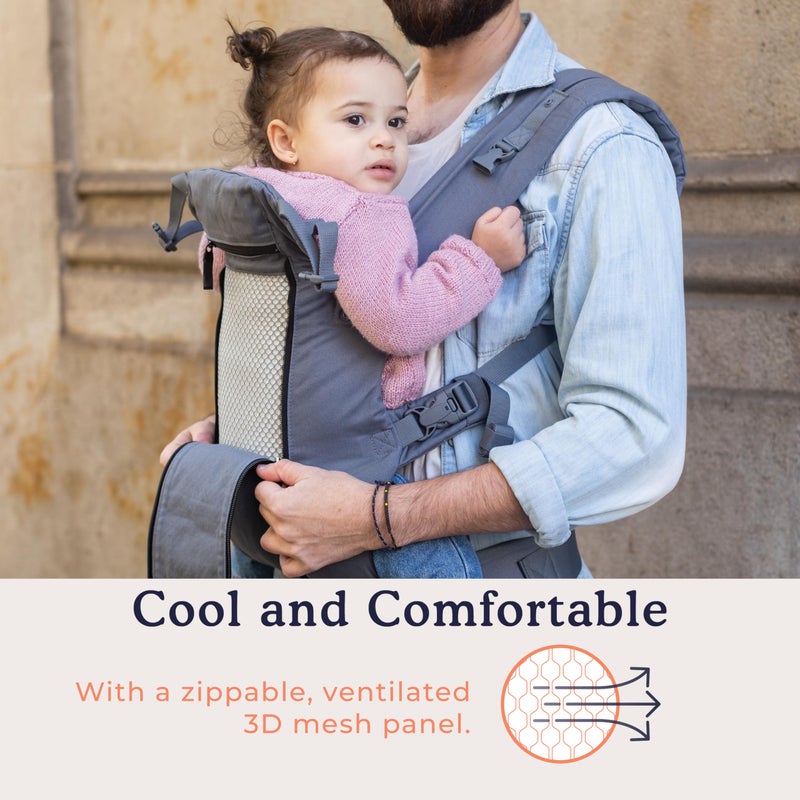 Beco 8 Baby Carrier from Newborn to Toddler (7-45lbs) - All in 1 Hybrid Front, Hip and Backpack Style Carrier with Breathable, Cooling Mesh - Dark Grey - Image 4