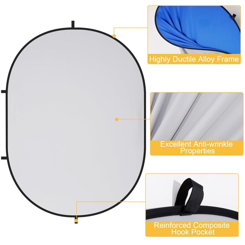 Kate Collapsible Pop-Up Backdrop for Self-Tape Auditions, Professional Headshots, Video Conferencing & Live Streaming - Portable Photography Background (5'x6.5' / 1.5x2m, Blue/Gray) - Image 4