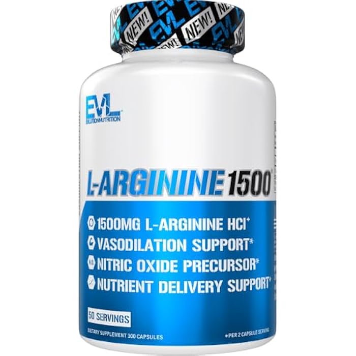 Evlution Nutrition Nitric Oxide Booster L-Arginine Supplement - High Potency Nitric Oxide Supplement with 1500mg of L Arginine HCL for Enhanced Pumps Energy Muscle Growth and Vascularity NO Booster - Image 1