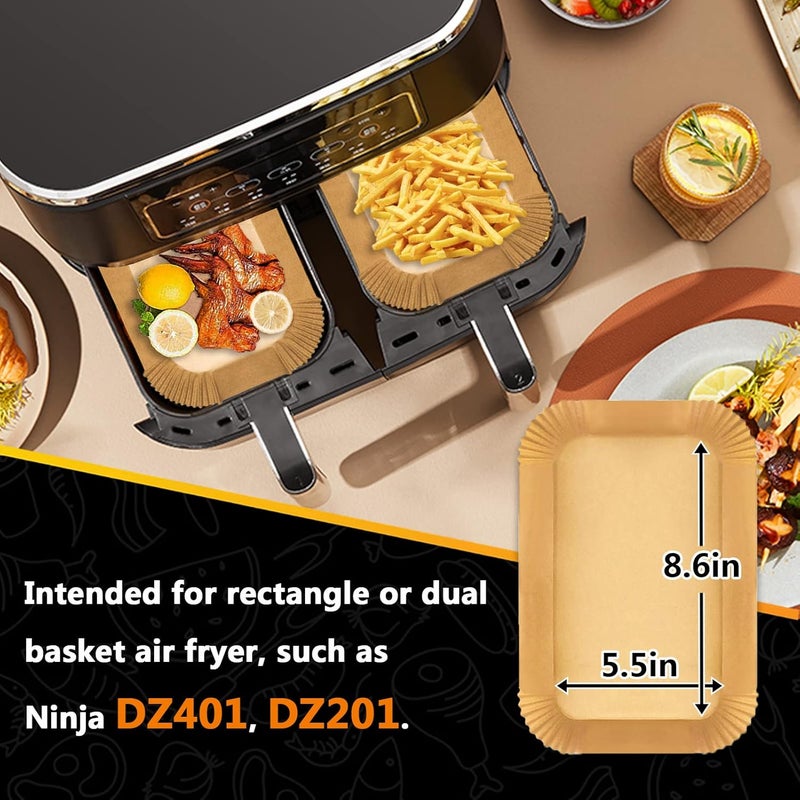 ZOWVAAM Air Fryer Disposable Paper Liner Rectangle 120 Pcs 8.6x 5.5'' for Ninja Dual Air Fryer with 2 Baskets 8 Qt and above, Air Fryer Parchment Liners Rectangular Non-Stick, Fit Ninja DZ201 DZ401 IG651 - Image 4