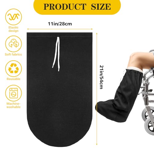 Max Shape Washable Leg Cast Cover Adjustable Knee Sock for Men Women Medium Short Foot Cover Black - Image 3