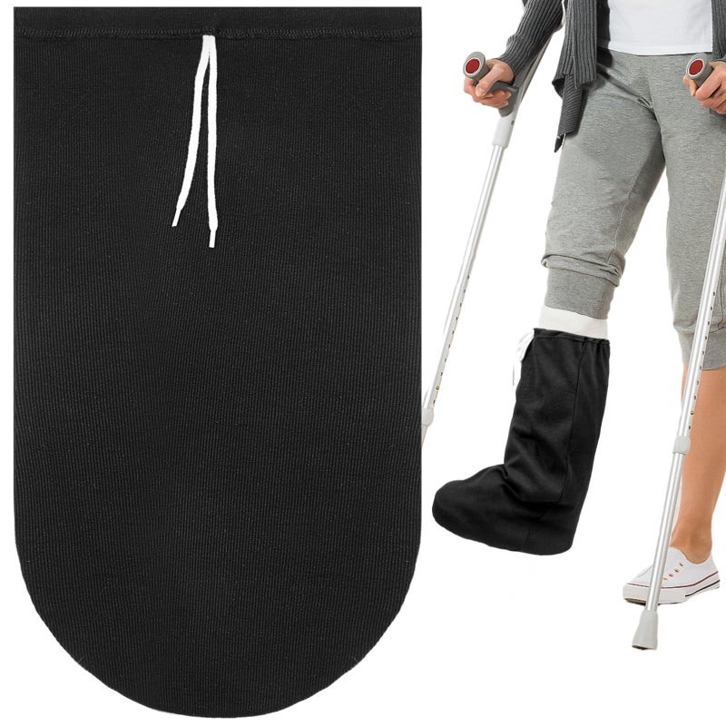 Max Shape Washable Leg Cast Cover Adjustable Knee Sock for Men Women Medium Short Foot Cover Black - Image 2