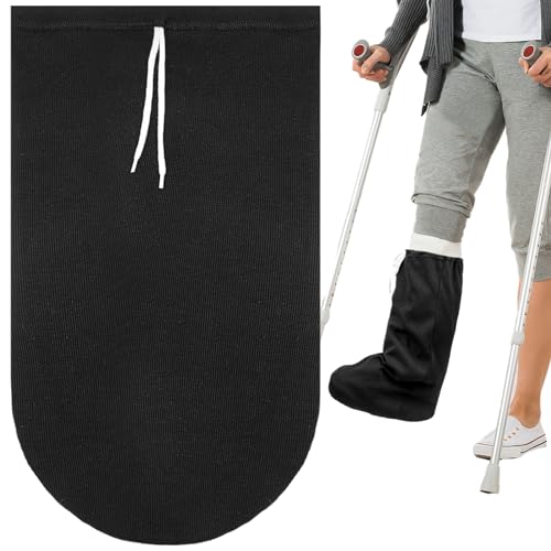 Max Shape Washable Leg Cast Cover Adjustable Knee Sock for Men Women Medium Short Foot Cover Black - Image 1