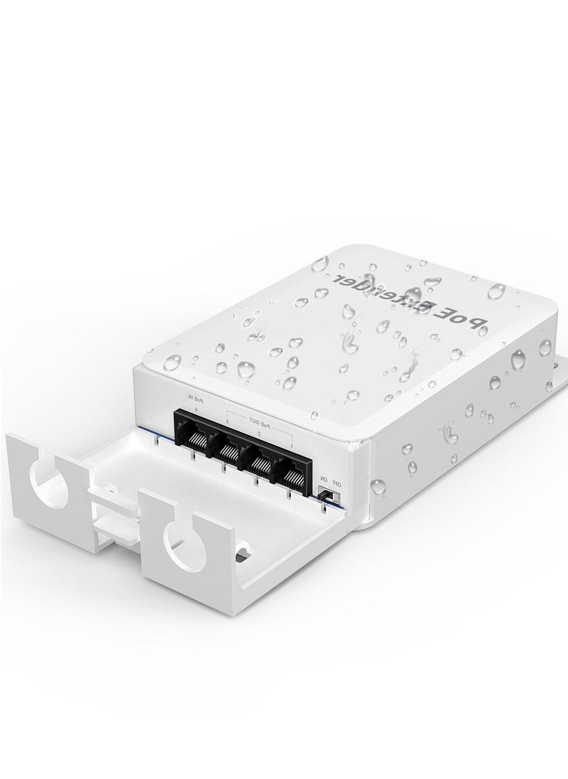 Y&D 4 Port Outdoor PoE Extender 1 in 3 Out, Wall Mount Passthrough POE Amplifier, Plug and Play, Waterproof Mount, Extend 250m, Total 350m  - Image 1