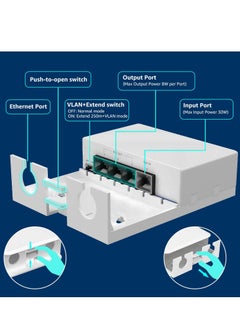 Y&D 4 Port Outdoor PoE Extender 1 in 3 Out, Wall Mount Passthrough POE Amplifier, Plug and Play, Waterproof Mount, Extend 250m, Total 350m  - Image 5