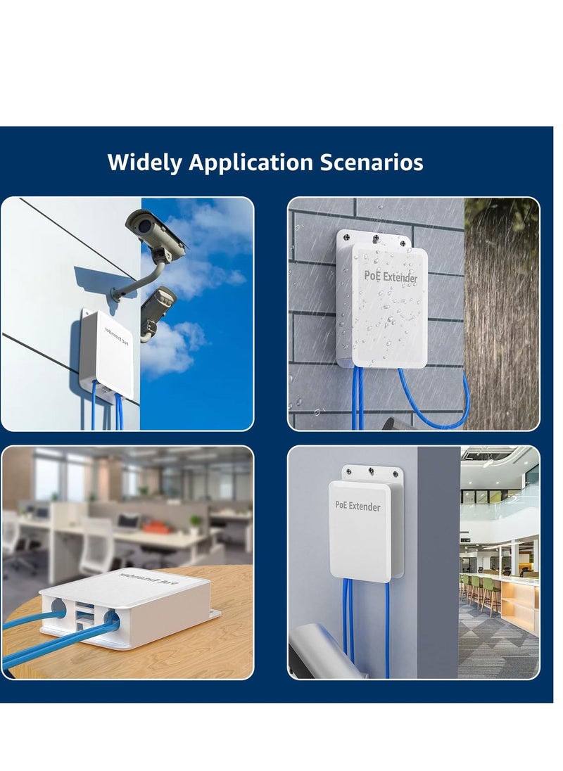 Y&D 4 Port Outdoor PoE Extender 1 in 3 Out, Wall Mount Passthrough POE Amplifier, Plug and Play, Waterproof Mount, Extend 250m, Total 350m  - Image 2