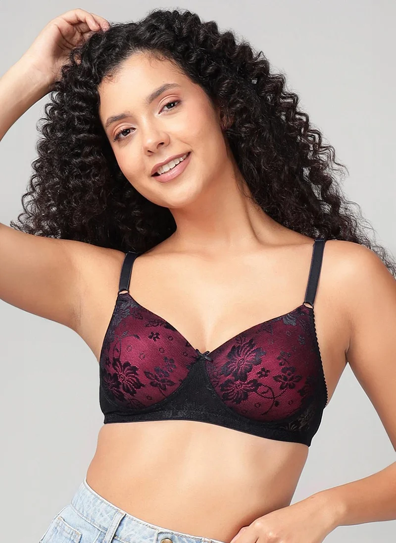 كلوفيا Clovia Padded Non-Wired Full Coverage Bridal Bra in Blue - Lace