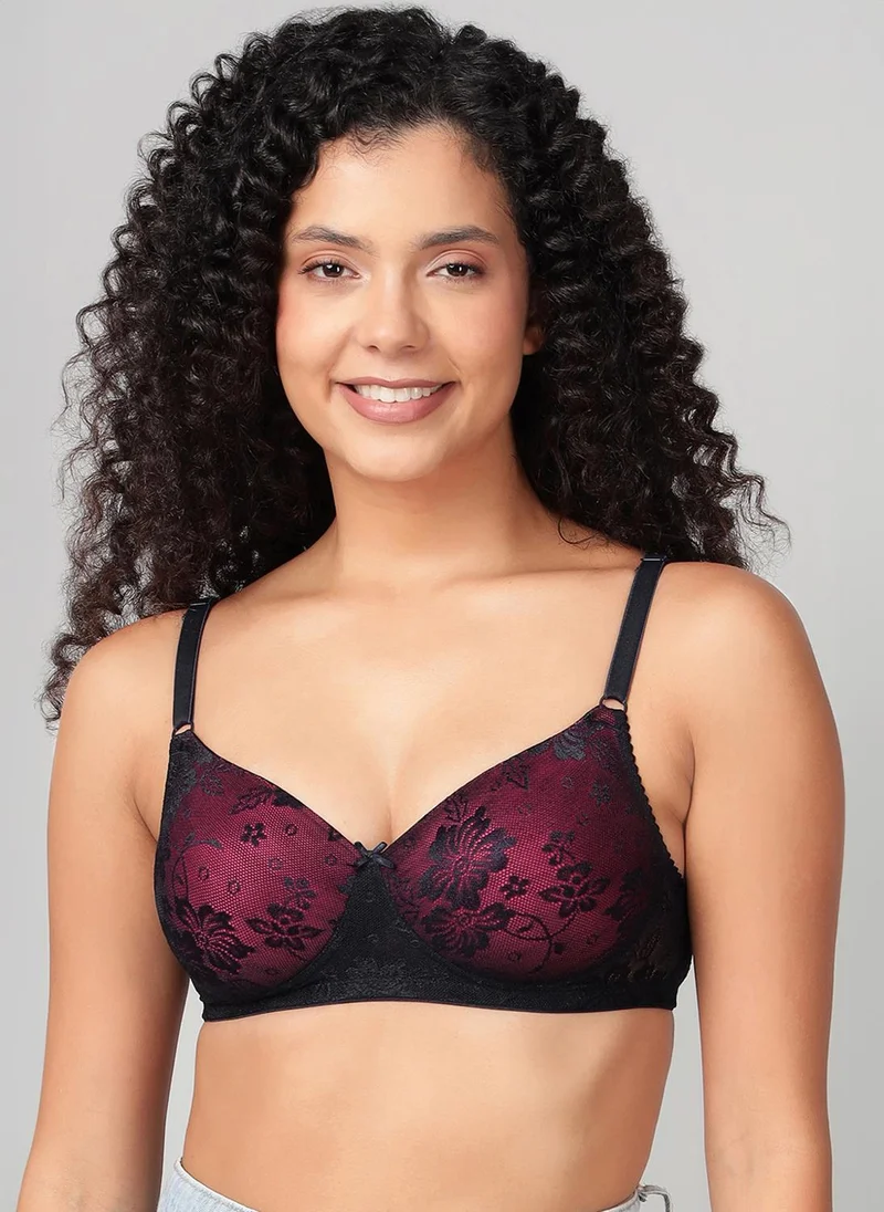 كلوفيا Clovia Padded Non-Wired Full Coverage Bridal Bra in Blue - Lace