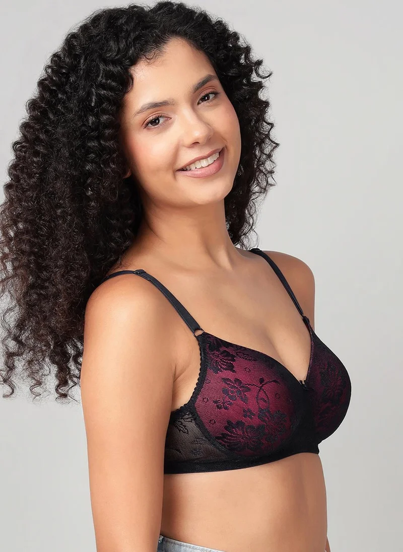Clovia Blue Clovia Padded Non-Wired Full Coverage Bridal Bra in Blue - Lace for Women | Best Price UAE