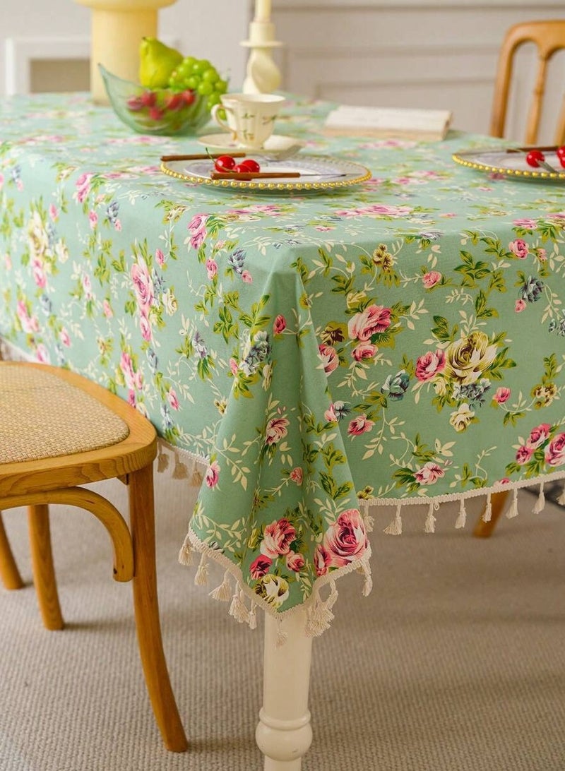 Tablecloth with a Floral Design, Crafted in Vibrant and Classic Colors to Add a Unique and Eye-Catching Touch to Your Dining Table – Dimensions (140*220).  - Image 1