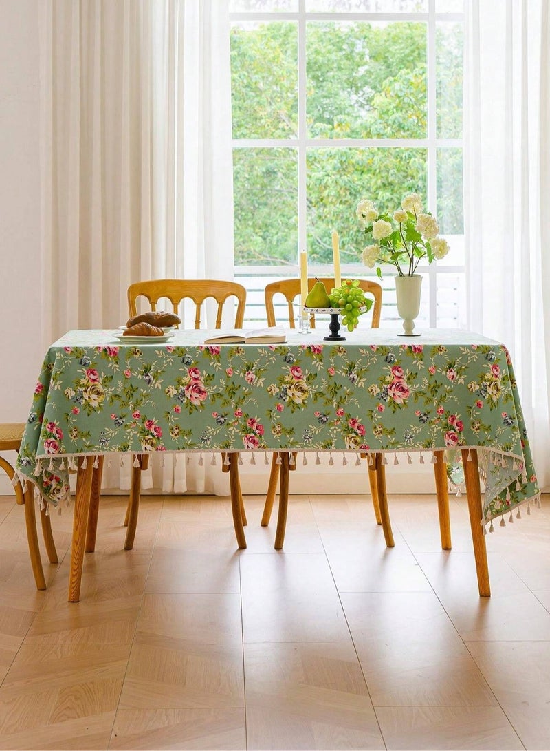 Tablecloth with a Floral Design, Crafted in Vibrant and Classic Colors to Add a Unique and Eye-Catching Touch to Your Dining Table – Dimensions (140*220).  - Image 5