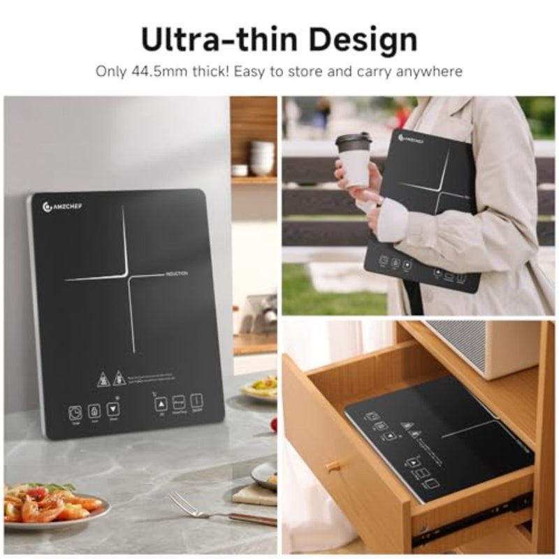 Portable Electric Stove Delivers 2000W Power with 20 Adjustable Levels, Induction Cooktop Includes a Timer, Touch Control, Safety Lock, Silver - Image 4