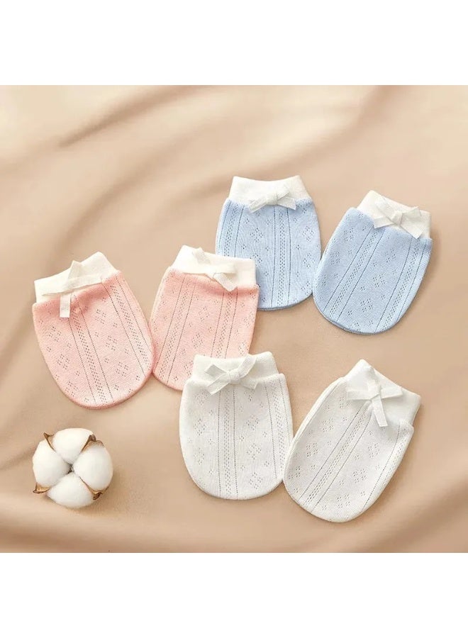 1 Pair Adjustable Baby No Scratch Mittens – Soft Breathable Cotton Infant Gloves with Secure Drawstring for Newborn Boys & Girls 0–24 Months, Anti-Scratch Hand Protection, Stay-On Design for Sleeping & Everyday Use, Multi-Color - Image 1