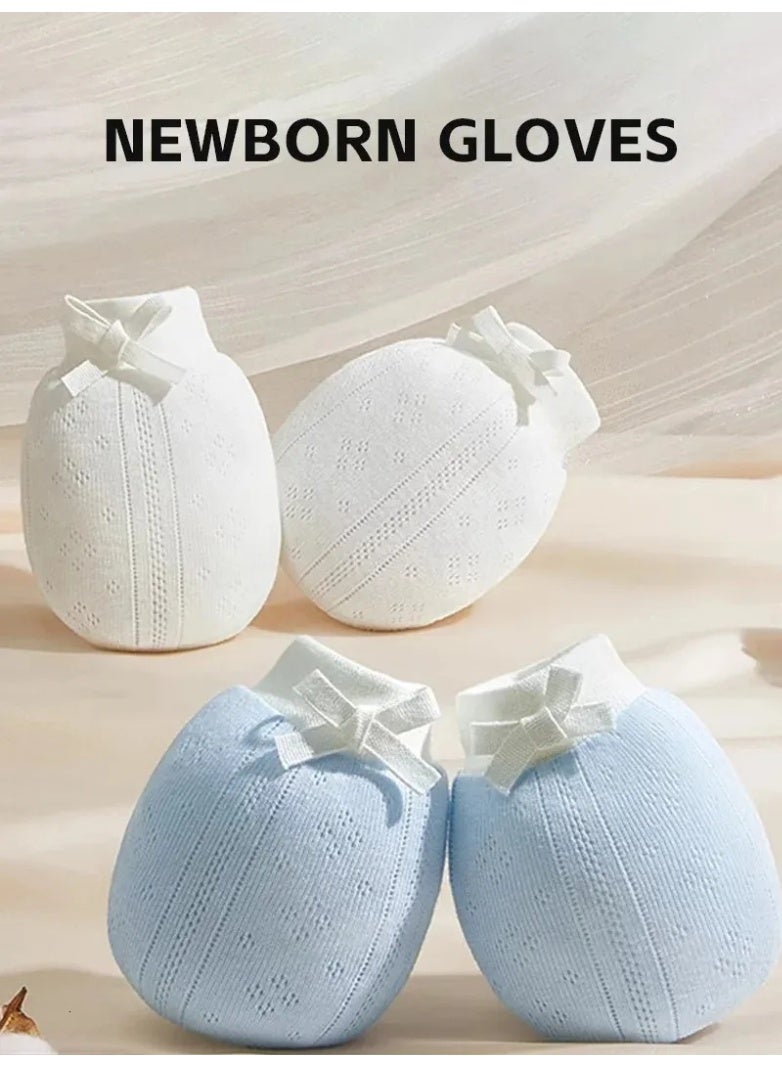 1 Pair Adjustable Baby No Scratch Mittens – Soft Breathable Cotton Infant Gloves with Secure Drawstring for Newborn Boys & Girls 0–24 Months, Anti-Scratch Hand Protection, Stay-On Design for Sleeping & Everyday Use, Multi-Color - Image 2