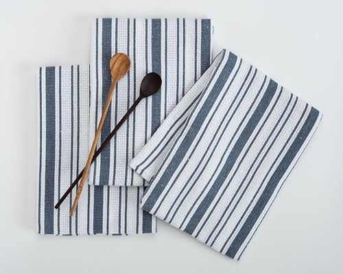 Casa De Lan Kitchen Towels Set – Pack of 6 (20’’ x 30’’) Extra Large Premium Cotton Dish Towels for Kitchen – Basket Weave Towels – Absorbent – 100% Cotton – with Hanging Loop – Blue Grey - Image 3