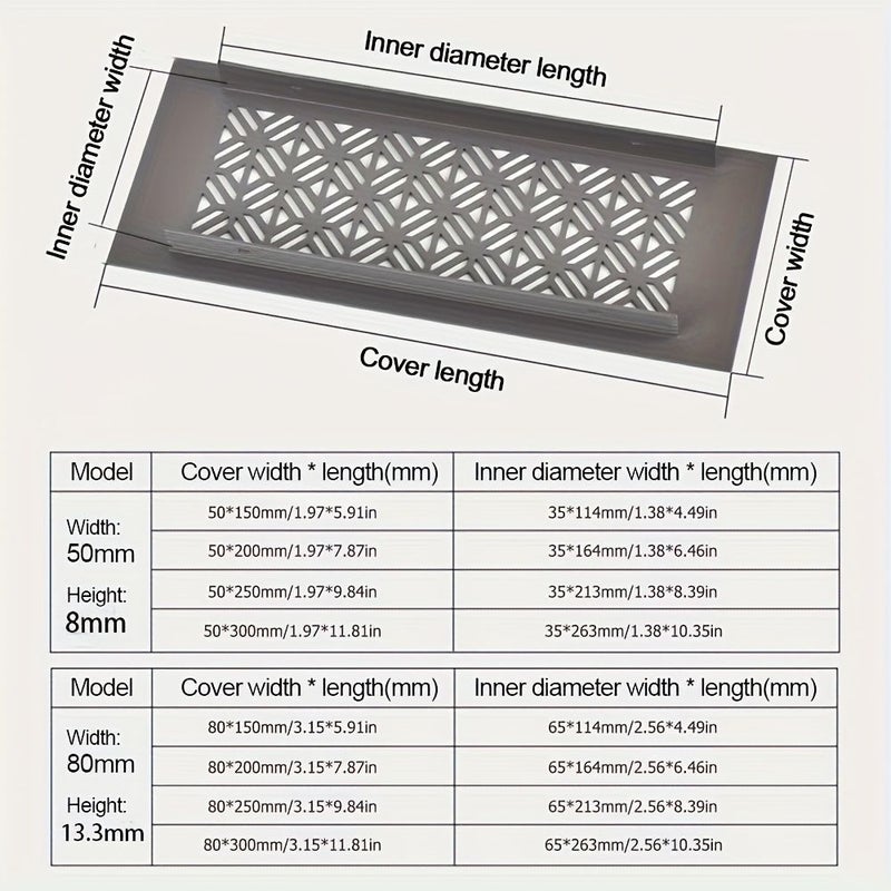 Black Aluminum Vent Cover 3.15 x 5.91 Inch Rectangle Grille Mesh Louver ventilator - Image 3