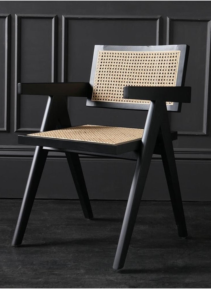 Roman Gifts Mid century Modern Accent Chair Solid Wood Frame Armchair with Rattan Perfect for Home Office Living Room and Dining Room  - Image 2