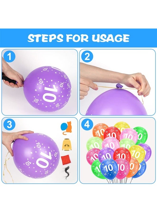 Ainiv 10th Birthday Balloons 18PCS, 12inch Numbers Printed Latex Party Balloons, 10th Anniversary Party Supplies Balloons, Numbers Balloons Decorations for Girls Boys 10 Year Old Birthday Party - Image 2