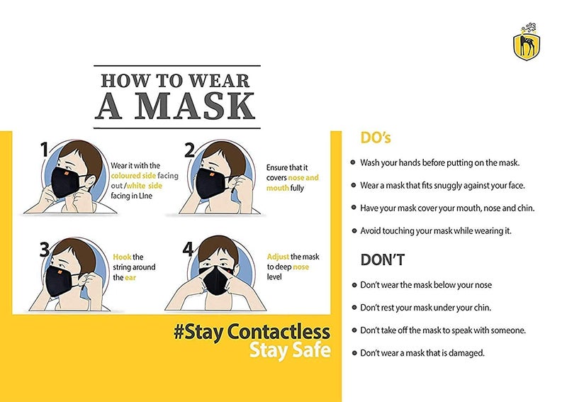 Black Cotton Mask for Men Women Pack of 8 BLACK - Image 3