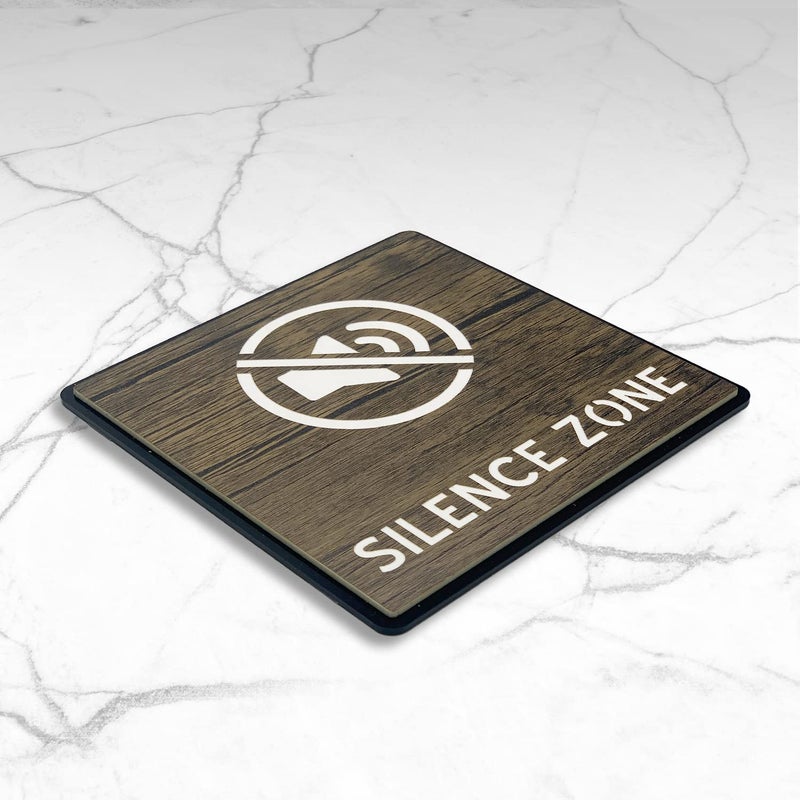 Vertical Root Inc Silent Zone Room Sign 6 INCH * 6 INCH Self-Adhesive Sign for Business Office Corporate Hotel, Company Factory, Hospital, Commercial Malls. - Image 2