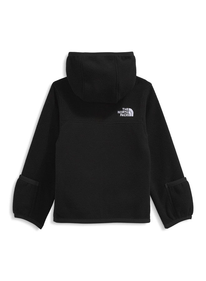 ذا نورث فيس سترة بغطاء رأس للأطفال من ذا نورث فيس، طراز Glacier، بسحاب كامل - سترة من الصوف الناعم للأطفال، قفازات قابلة للطي، قماش مطاطي مريح، لون أسود، مقاس 12 شهرًا - Image 3