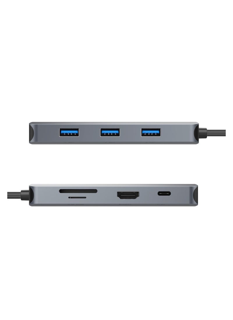 HIKVISION - HIKVISION DS801  8 IN 1 TYPE C HUB WJTH HDMI VGA EATHERNET AND USB 3.0  Grey - Image 1