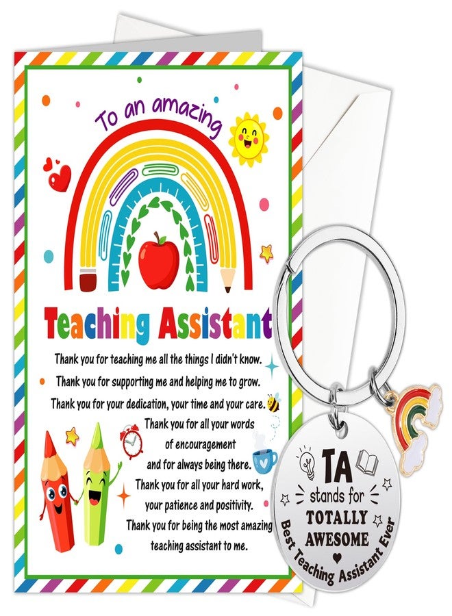 HOWAF Teaching Assistant Gift, Teaching Assistant Card, Teacher Assistants Card & Keyring, Gifts for Teacher Assistants, Thank You Teachers Helper Gifts for Women Men - Image 1