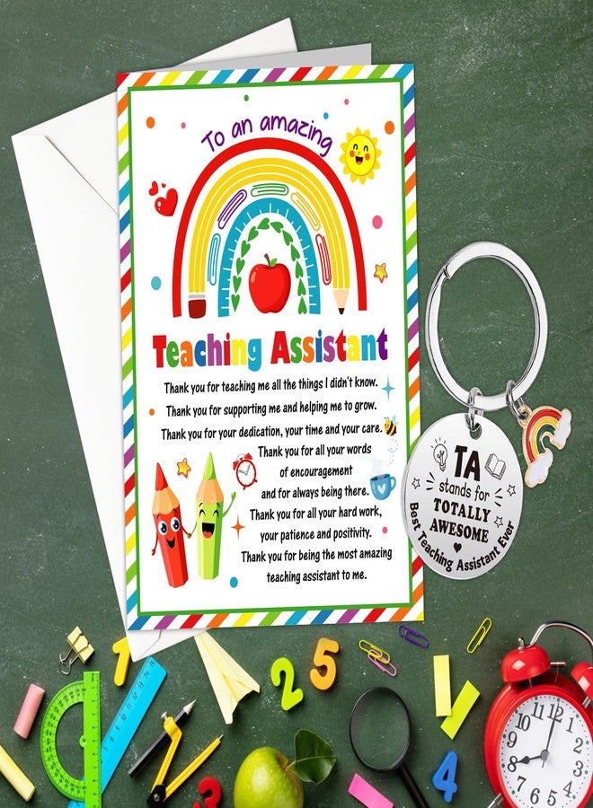 HOWAF Teaching Assistant Gift, Teaching Assistant Card, Teacher Assistants Card & Keyring, Gifts for Teacher Assistants, Thank You Teachers Helper Gifts for Women Men - Image 4