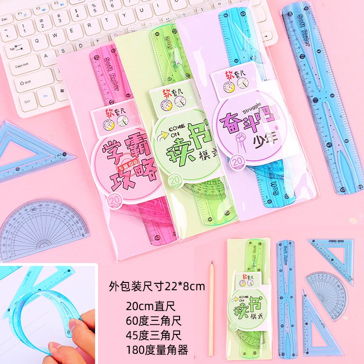 Creative Middle School Student Reward Small Gift Practical Stationery High School Inspiration Motivation Prize Apricot soft ruler set of 10