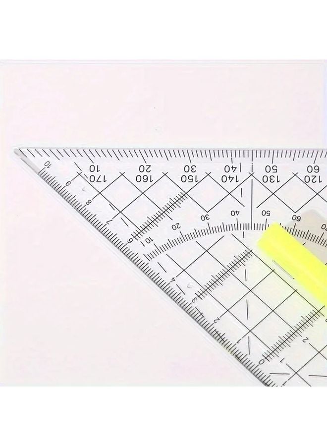 Transparent Multifunctional Rotating Triangle Ruler with Handle ABS Plastic for Engineering Drawing - Image 2