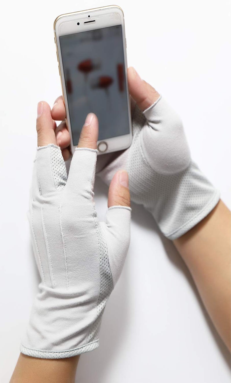 Bienvenu Mens Wrist Half Fingers Sunshade Lightweight Gloves for Outside Golf Working Gardening Climbing Activities, Gray - Image 3