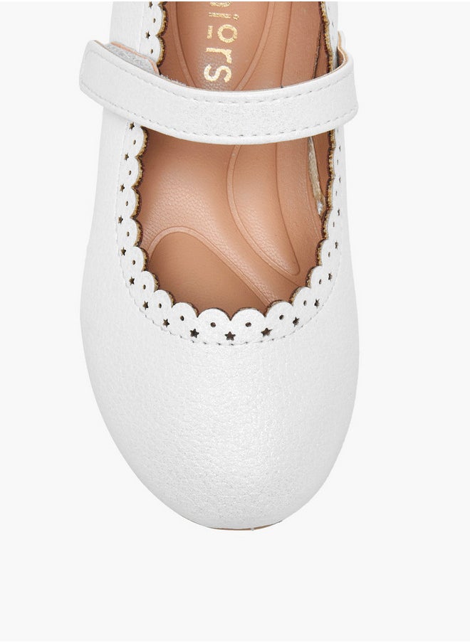 JUNIORS Laser Cut Ballerina Shoes with Hook and Loop Closure  - Image 4